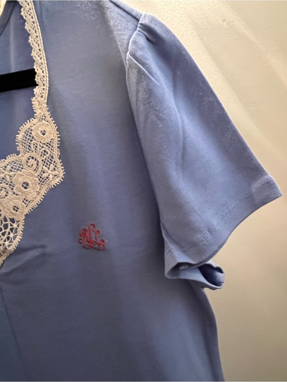 Ralph Lauren blue Nightgown New Not Used 100 % Cotton Short Sleeve - Picture 6 of 9